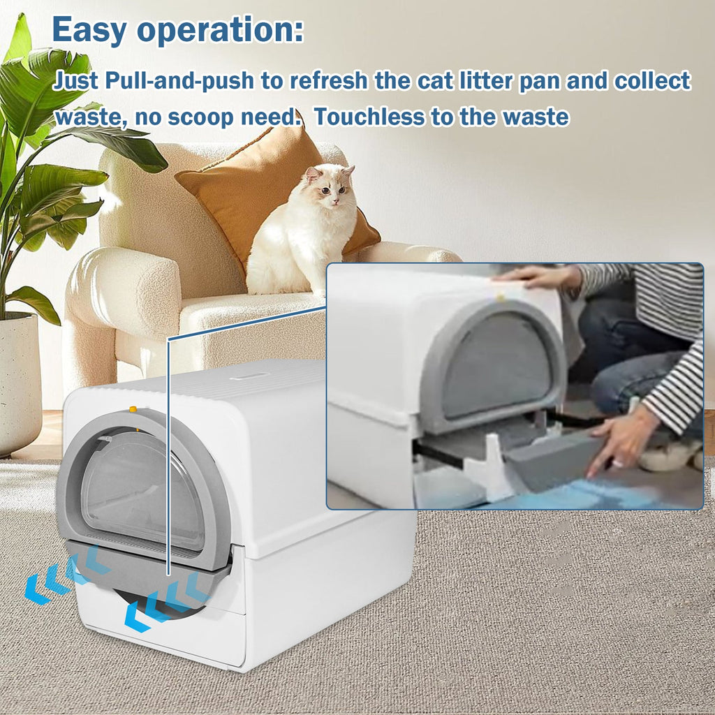 Pull-and-Slide Cat Litter Box with Manual Rake – view 2