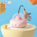 Electric UFO cat teaser toy with feathers and bell — product view 4