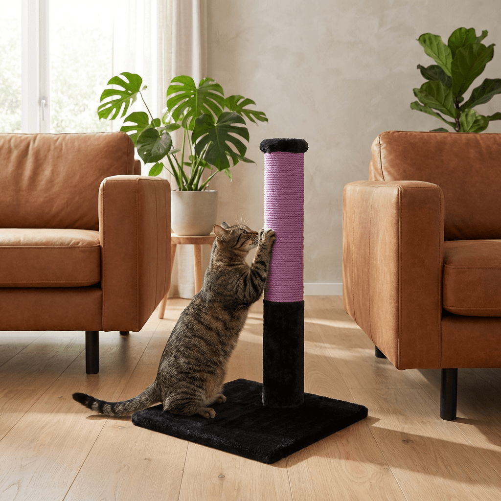 Noba Classic 28" Scratching Post - Black Faux Fur – view 2