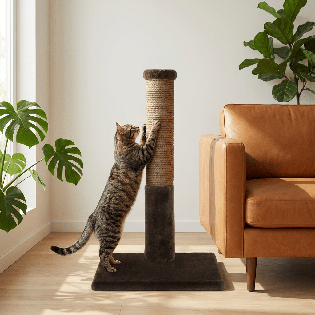 Noba Classic 28" Scratching Post - Brown Faux Fur – view 2