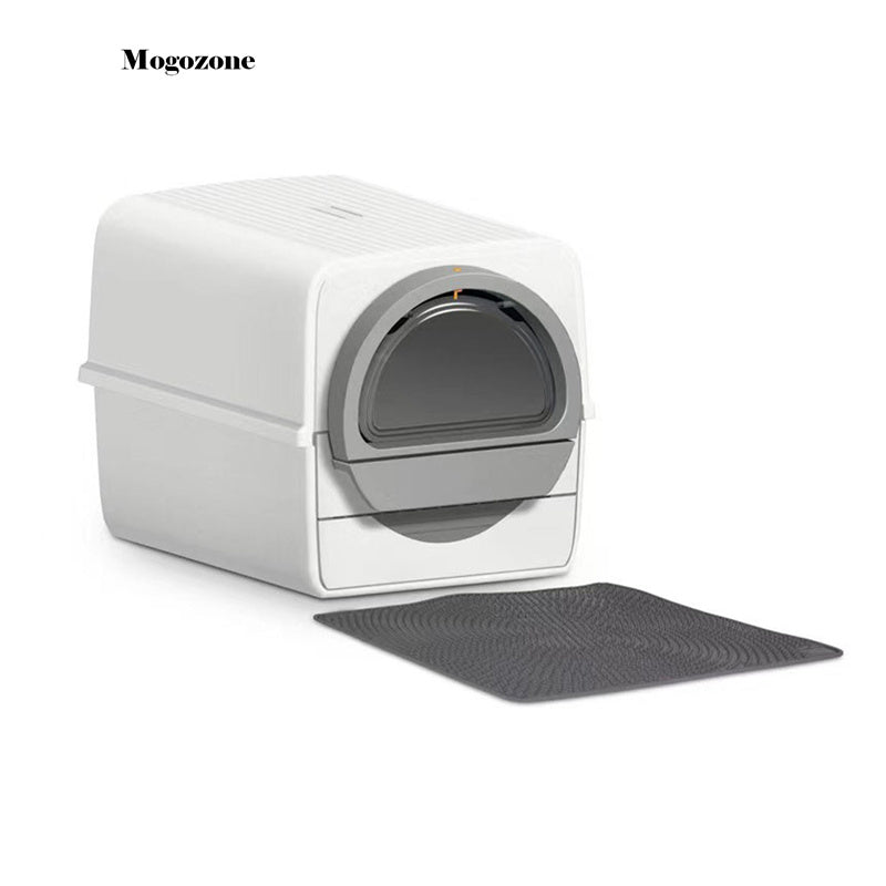Pull-and-Slide Cat Litter Box with Manual Rake