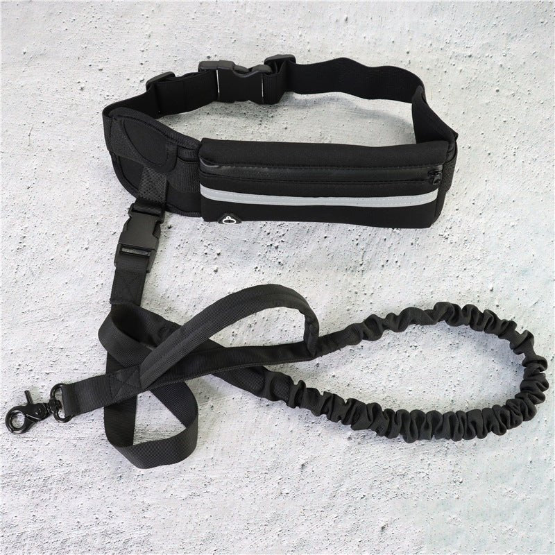Hands-free bungee dog leash with waist belt — product view 2