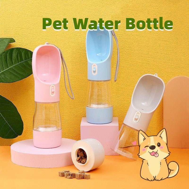 Portable dog water bottle for walks and travel